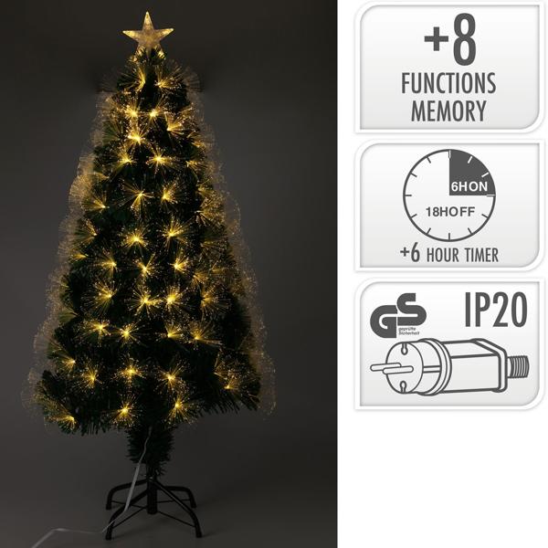 Weihnachtsbaum in Naturfaseroptik 90 cm hoch - 90 warmweisse LEDs & Sternspitze - Ideal für kleine Räume, wiederverwendbar, IP20-Adapter