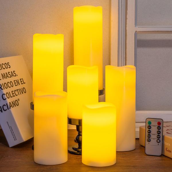 12er-Set LED-Echtwachskerzen mit Fernbedienung – dimmbar, flackernder Effekt, verschiedene Grössen, batteriebetrieben für stimmungsvolle Beleuchtung