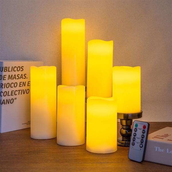 12er-Set LED-Echtwachskerzen mit Fernbedienung – dimmbar, flackernder Effekt, verschiedene Grössen, batteriebetrieben für stimmungsvolle Beleuchtung