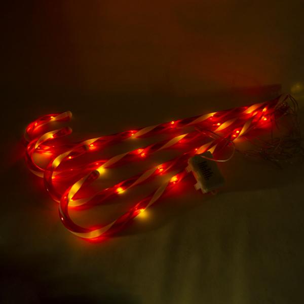 LED-Gartenstecker Zuckerstange 8er-Set - fröhliche Weihnachts-Gartendeko für Aussenbereich - Batteriebetrieben mit Timer - H 74 cm rot-weiss PP