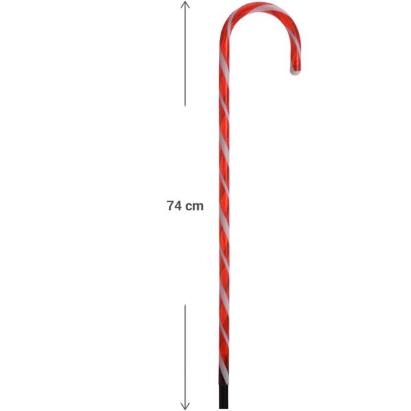 LED-Gartenstecker Zuckerstange 4er-Set - Weihnachtsdeko für Hof & Garten - 8 LEDs, 74cm hoch, rot-weiss, mit Timer & Memory-Funktion