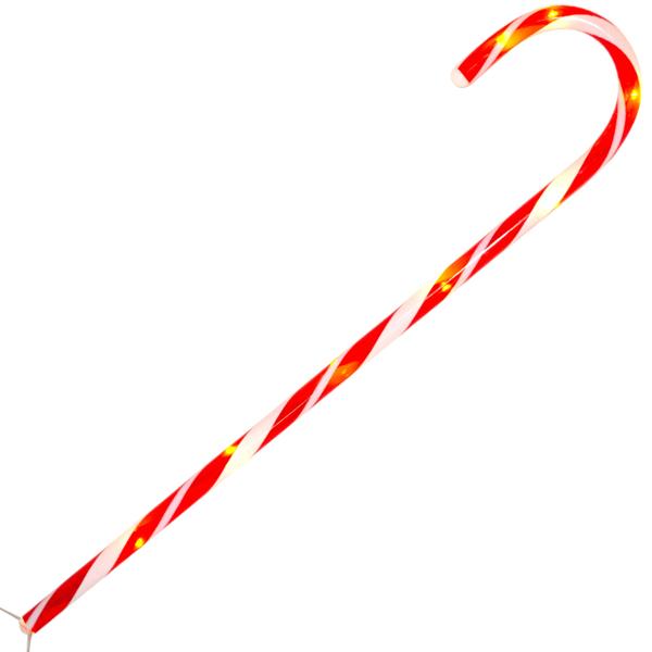 LED-Gartenstecker Zuckerstange 8er-Set - fröhliche Weihnachts-Gartendeko für Aussenbereich - Batteriebetrieben mit Timer - H 74 cm rot-weiss PP