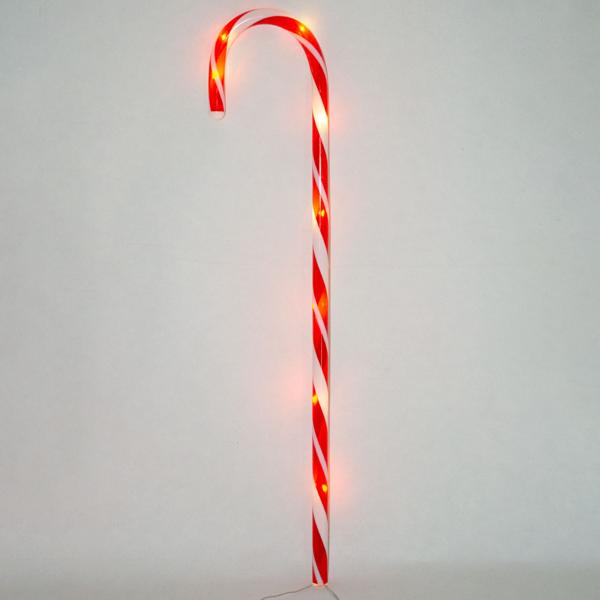 LED-Gartenstecker Zuckerstange 8er-Set - fröhliche Weihnachts-Gartendeko für Aussenbereich - Batteriebetrieben mit Timer - H 74 cm rot-weiss PP