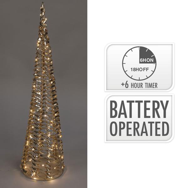 Weihnachts-Lichtpyramide mit Micro LEDs und Timer, gold, H 60 cm