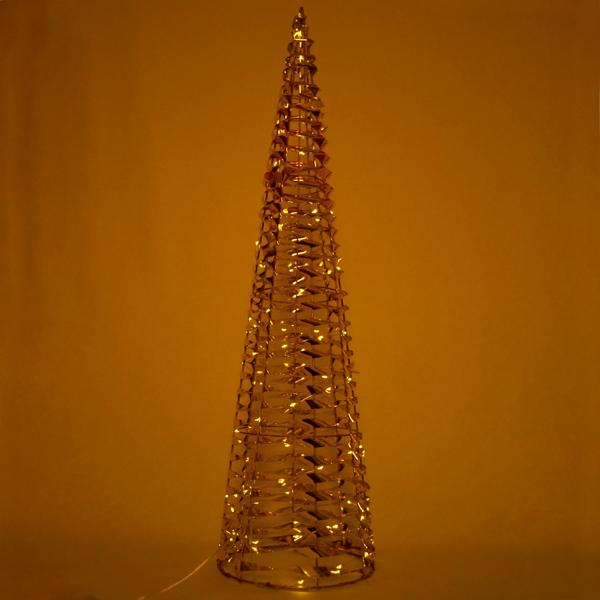 Weihnachts-Lichtpyramide Micro LED - Elegante Adventsdekoration H 80 cm mit sanft leuchtenden Lichtern & 6h-Timer - Gold