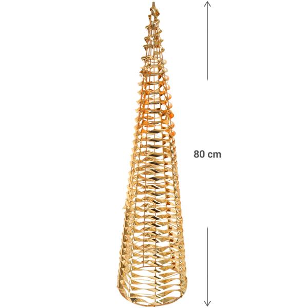 Weihnachts-Lichtpyramide Micro LED - Elegante Adventsdekoration H 80 cm mit sanft leuchtenden Lichtern & 6h-Timer - Gold