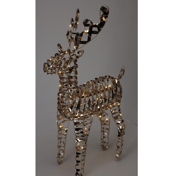 LED-Rentier goldfarben mit 100 Micro-LEDs – stilvolles Ambiente & gemütliches Licht für Ihr Zuhause – 36x14x60cm – IP20 – Batteriebetrieben mit 6/18h Timer