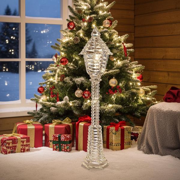 LED-Laterne Goldfarben - 720 Micro-LEDs, Timer, IP44 Spritzwasserschutz - 30x30x140cm Deko für Weihnachten & gemütliches Licht