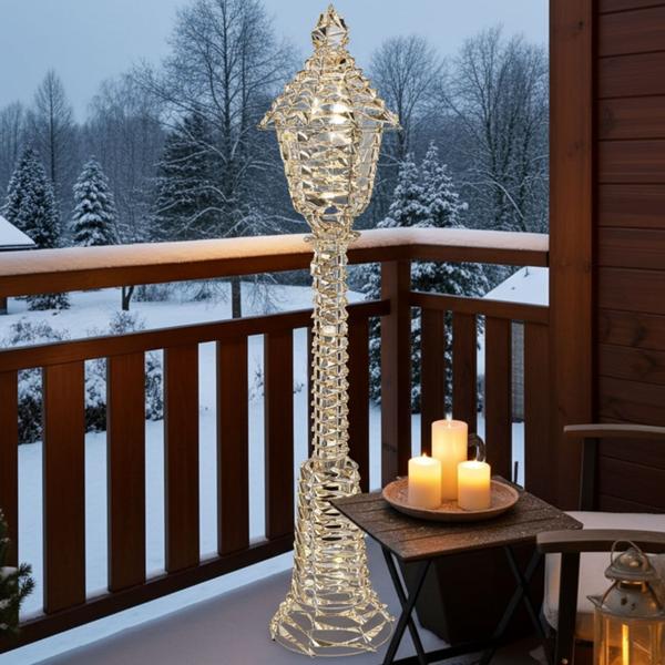 LED-Laterne Goldfarben - 720 Micro-LEDs, Timer, IP44 Spritzwasserschutz - 30x30x140cm Deko für Weihnachten & gemütliches Licht