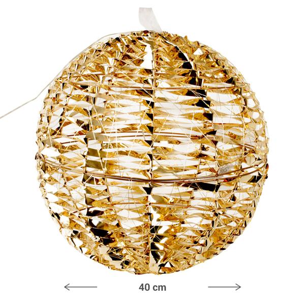 Weihnachtskugel mit 720 warmweissen Micro-LEDs - Ø 40 cm, Goldfarben, Timerfunktion & IP44 spritzwassergeschützt - Edle Weihnachtsdekoration