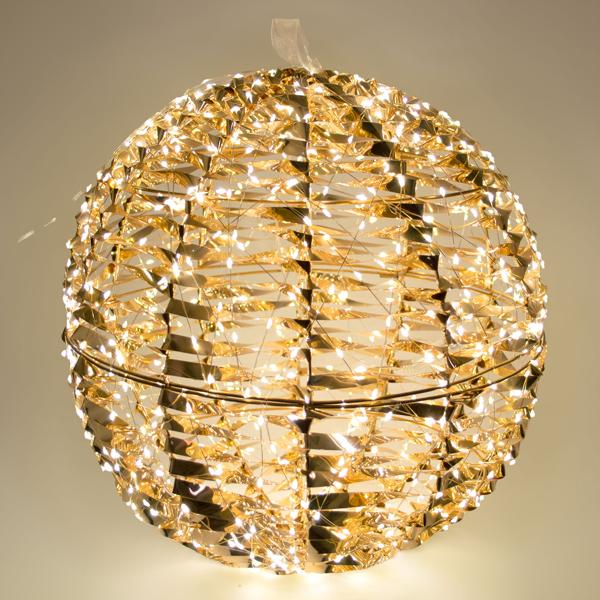 Weihnachtskugel mit 720 warmweissen Micro-LEDs - Ø 40 cm, Goldfarben, Timerfunktion & IP44 spritzwassergeschützt - Edle Weihnachtsdekoration