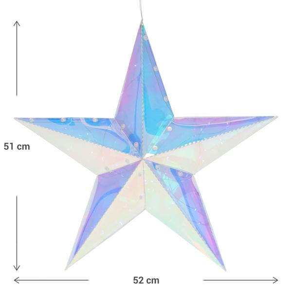 Weihnachtsstern Regenbogen LED - Schimmernde Weihnachtsdekoration für drinnen & draussen - 40 kaltweisse Micro-LEDs, Timer, 52x14x51cm, PET, Batterie/Kabel
