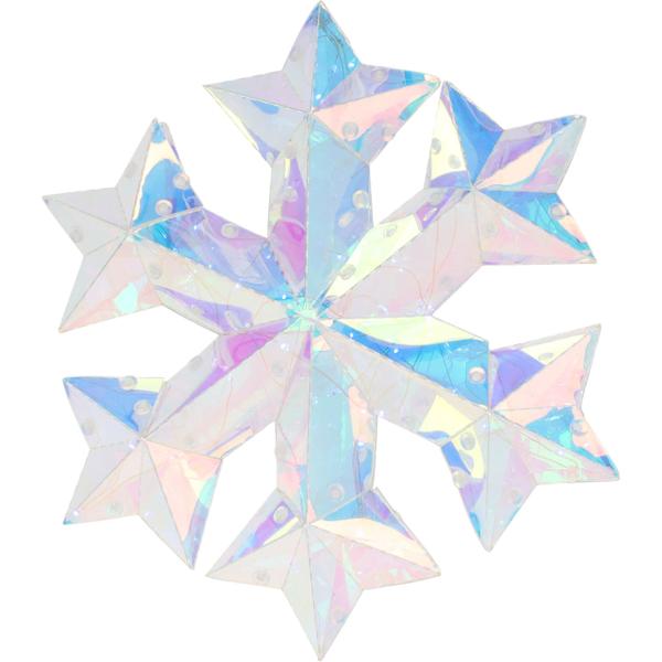 Schneeflocke Regenbogen-Design - Deko für Weihnachten & Partys - 30 kaltweisse Micro-LEDs, Timer, batteriebetrieben, 27 cm - PET-Material