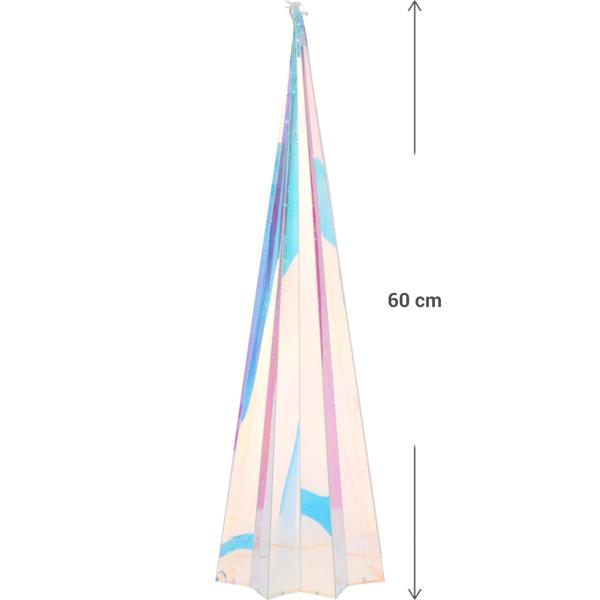 2er-Set Regenbogen-Pyramide mit sternförmigem Sockel - 40/50 kaltweisse Micro-LEDs, Timer (6/18h) - Deko für Zuhause & Partys, batteriebetrieben