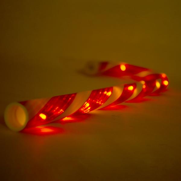 3er-Set LED-Zuckerstange – rot-weisse Weihnachtsdekoration mit 11 warmweissen LEDs – 5 Lichtfunktionen, batteriebetrieben, 13x1.8x45 cm