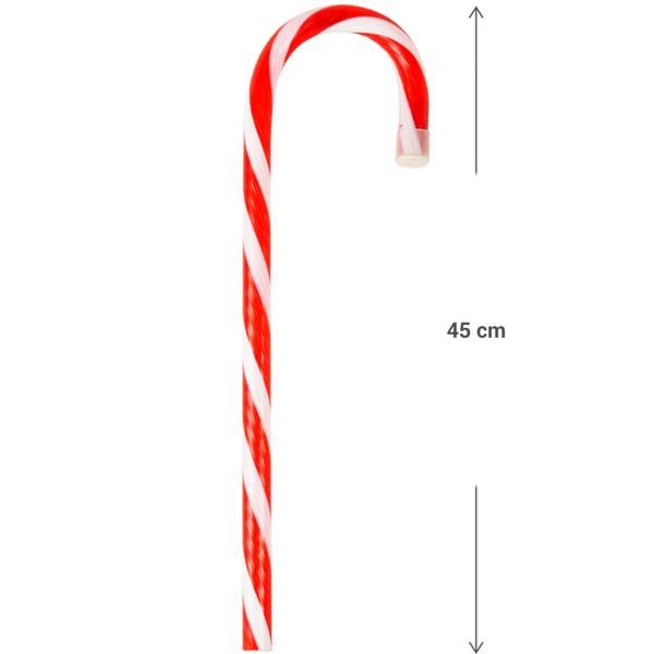 LED-Zuckerstange Rot-Weiss - 5 Lichtfunktionen für Weihnachts-Wonderland & Party - 11 warmweisse LEDs, batteriebetrieben (3x LR44), 13x1.8x45 cm