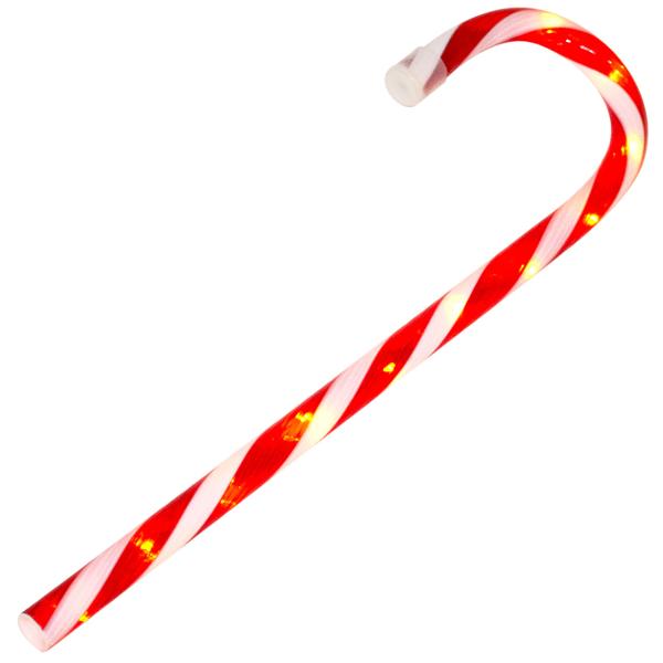 3er-Set LED-Zuckerstange – rot-weisse Weihnachtsdekoration mit 11 warmweissen LEDs – 5 Lichtfunktionen, batteriebetrieben, 13x1.8x45 cm