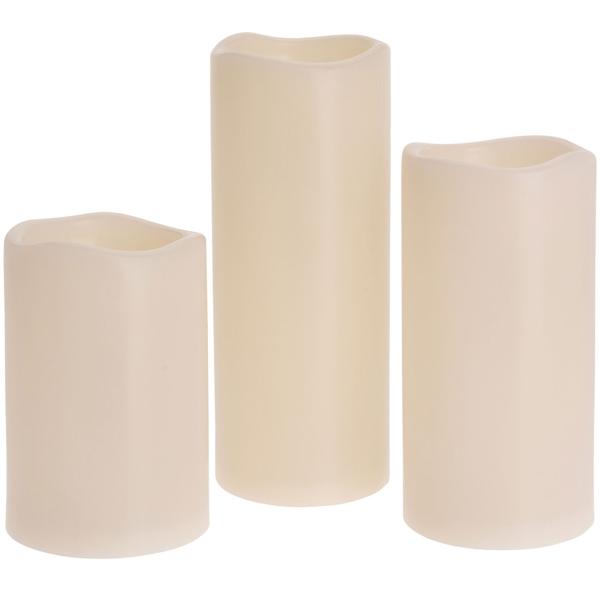 LED Kerzen 3er Set creme mit Fernbedienung & Dimmfunktion - Täuschend echt flackernd - IP44 wetterfest für eine gemütliche Atmosphäre