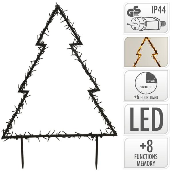 Gartenstecker Weihnachtsbaum - 175 warmweisse LEDs, 53x75cm, IP44 wetterfest - festliche Aussenbeleuchtung mit Timer & Fernbedienung für Garten, Balkon & Hof