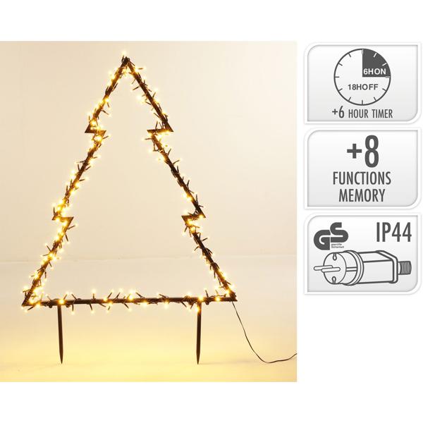 Gartenstecker Weihnachtsbaum - 175 warmweisse LEDs, 53x75cm, IP44 wetterfest - festliche Aussenbeleuchtung mit Timer & Fernbedienung für Garten, Balkon & Hof