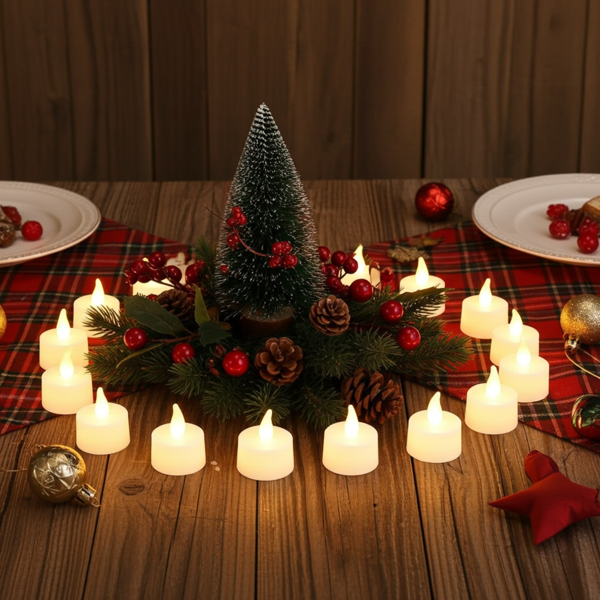 15er-Set LED-Teelichter, weiss mit realistischem Flackern, inkl. Batterien - Klassisch-modernes Design für stimmungsvolle Momente