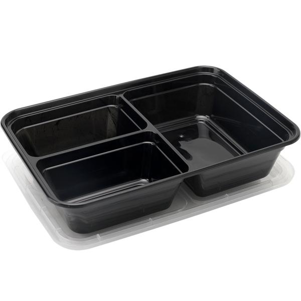 10 Essensboxen mit Deckel & 3 Trennfächern, Meal Prep Boxen sind wiederverwendbar, BPA frei, mikrowellengeeignet, Bento-Boxen mit 1,2 l Kapazität