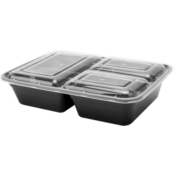 10 Essensboxen mit Deckel & 3 Trennfächern, Meal Prep Boxen sind wiederverwendbar, BPA frei, mikrowellengeeignet, Bento-Boxen mit 1,2 l Kapazität