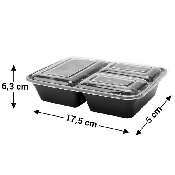 10 Essensboxen mit Deckel & 3 Trennfächern, Meal Prep Boxen sind wiederverwendbar, BPA frei, mikrowellengeeignet, Bento-Boxen mit 1,2 l Kapazität