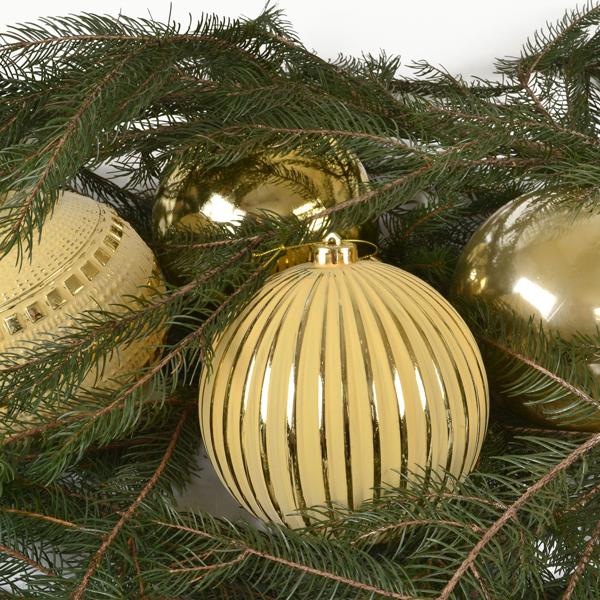 Weihnachtskugeln 4er-Set goldfarben - Ø 15 cm mit 3 Designs - Christbaumkugeln für festliche Weihnachtsdekoration Zuhause Büro Hotel