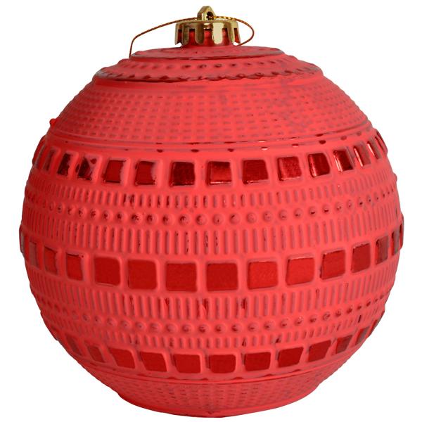 Weihnachtskugeln 4er-Set - Rote Christbaumkugeln mit 3 Designs, Ø 15 cm - Festliche Dekoration für Weihnachtsbaum & Adventszeit - Eleganter Hingucker