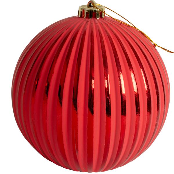 Weihnachtskugeln 4er-Set - Rote Christbaumkugeln mit 3 Designs, Ø 15 cm - Festliche Dekoration für Weihnachtsbaum & Adventszeit - Eleganter Hingucker