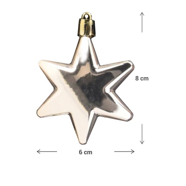 Weihnachtskugeln Stern 16 Stk. - Rosé-Braun-Champagner-Glitzer-Silber Matt & Glänzend - je 8x Ø 6cm/5cm - Festliche Deko für Christbaum