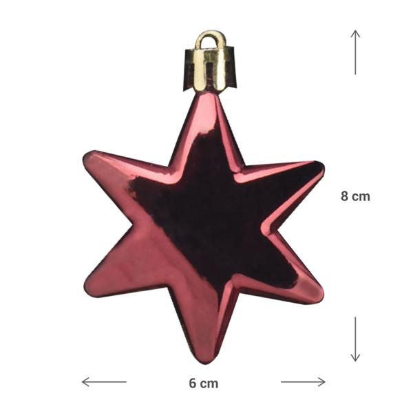 Weihnachtskugeln Stern 16er-Set - Rosé/Fuchsia/Glitzer - Festliche Christbaumkugeln Ø 6cm/5cm - Matte & glänzende Weihnachtsdeko für Baum & Adventszeit