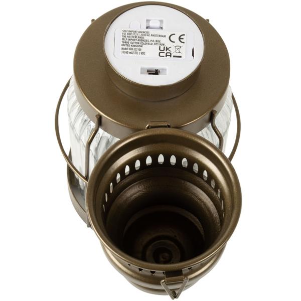 Retro LED-Laterne Industrial Vintage Stil - H29 cm Glas/Metall Bronze/Braun - Kabellos Batteriebetrieben mit Timerfunktion - Ideal für Drinnen & Draussen