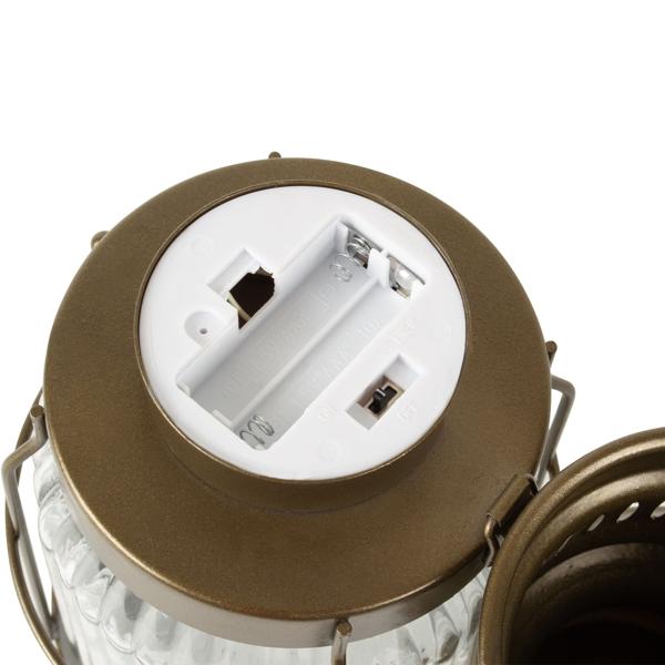 Retro LED-Laterne Industrial Vintage Stil - H29 cm Glas/Metall Bronze/Braun - Kabellos Batteriebetrieben mit Timerfunktion - Ideal für Drinnen & Draussen