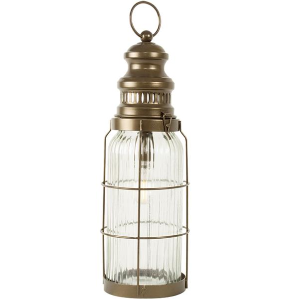 Stilvolle LED-Laterne im Vintage-Look, bronze-braun, H38cm – Batteriebetrieben, für nostalgische Beleuchtung im Industrial-Design