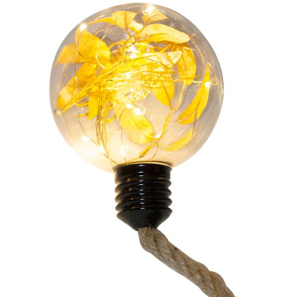 Glaskugel mit Goldblättern - 10 warmweisse LEDs, zum Aufhängen - Stilvolle Dekokugel für Herbst, Winter, Weihnachten & Advent - Ø 2 AA Batteriebetrieb