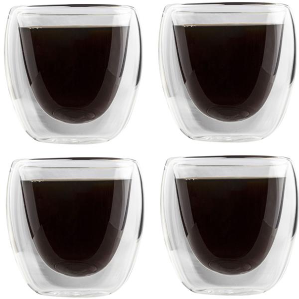 Doppelwandige Espresso Gläser 80ml aus Borosilikatglas, 4er-Set