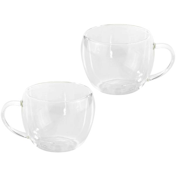2er-Set doppelwandige Teegläser 250ml - Borosilikatglas, isoliert für heisse/kalte Getränke - Spülmaschinen- & mikrowellengeeignet, Verbrennungsschutz