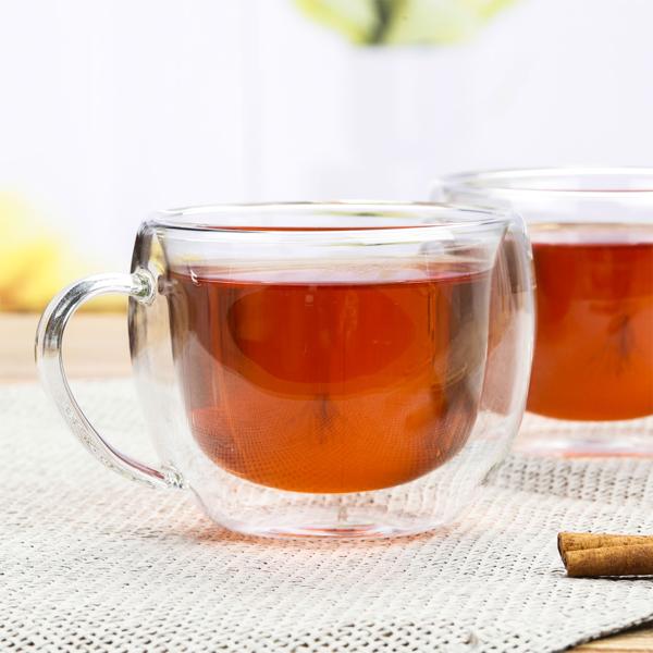 2er-Set doppelwandige Teegläser 250ml - Borosilikatglas, isoliert für heisse/kalte Getränke - Spülmaschinen- & mikrowellengeeignet, Verbrennungsschutz