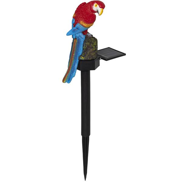 Garten Solarleuchte Papagei, 43cm, warmweiss, mit Erdspieß – Farbenprächtige Gartenfigur, stimmungsvolles Licht für Balkon & Terrasse