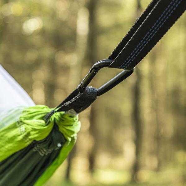 Hängematte mit Moskitonetz für ungestörte Nächte, 2,6 x 1,4 m, grün schwarz, Befestigung an Bäumen oder Ständern