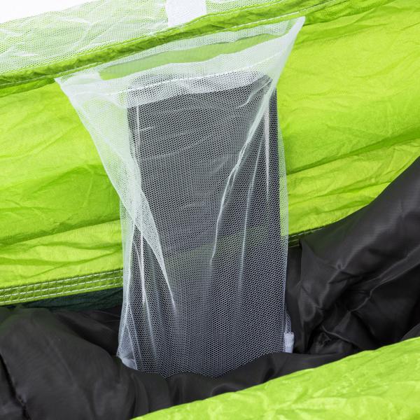 Hängematte mit Moskitonetz für ungestörte Nächte, 2,6 x 1,4 m, grün schwarz, Befestigung an Bäumen oder Ständern