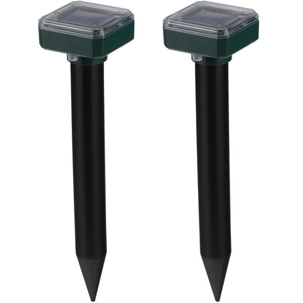 Solar-Wühlmausschreck 2er Set - Tierfreundliche & chemiefreie Wühlmausvertreibung bis 600m² - 400 Hz Schallwellen - H 25 cm - NiMH-Akku