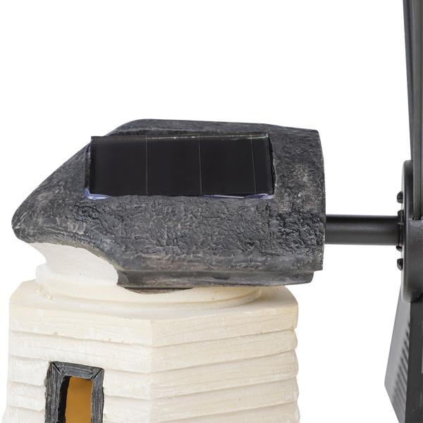 Dekorative Solar-Windmühle mit LED-Fenstern: 33,5 cm, naturfarben - für stimmungsvolle Akzente und bezaubernde Atmosphäre im Garten