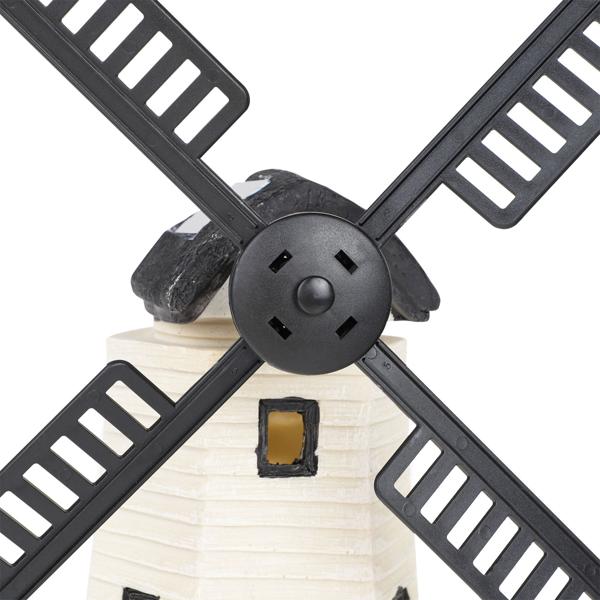 Dekorative Solar-Windmühle mit LED-Fenstern: 33,5 cm, naturfarben - für stimmungsvolle Akzente und bezaubernde Atmosphäre im Garten
