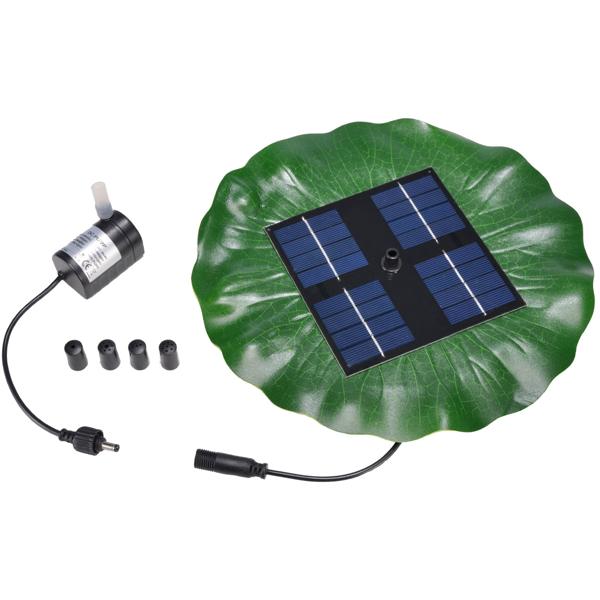 Teich-Springbrunnen in Blattform, solarbetrieben, 4 Sprüh-Aufsätzen