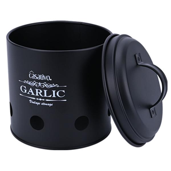 Stilvolle Vorratsbehälter, 3 Stück, Kartoffeln, Zwiebeln, Knoblauch, schwarz, praktische Aufbewahrungsbehälter mit Deckel und Luftlöchern