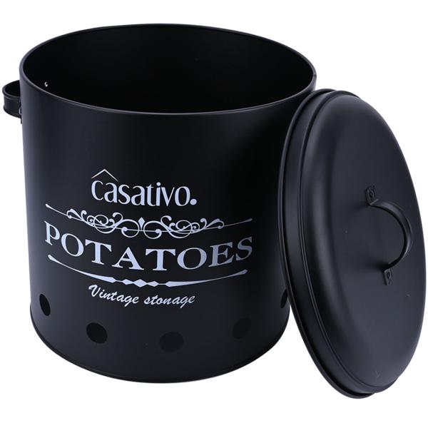 Stilvolle Vorratsbehälter, 3 Stück, Kartoffeln, Zwiebeln, Knoblauch, schwarz, praktische Aufbewahrungsbehälter mit Deckel und Luftlöchern