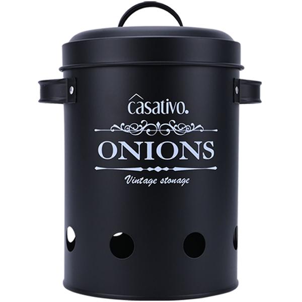 Stilvolle Vorratsbehälter, 3 Stück, Kartoffeln, Zwiebeln, Knoblauch, schwarz, praktische Aufbewahrungsbehälter mit Deckel und Luftlöchern